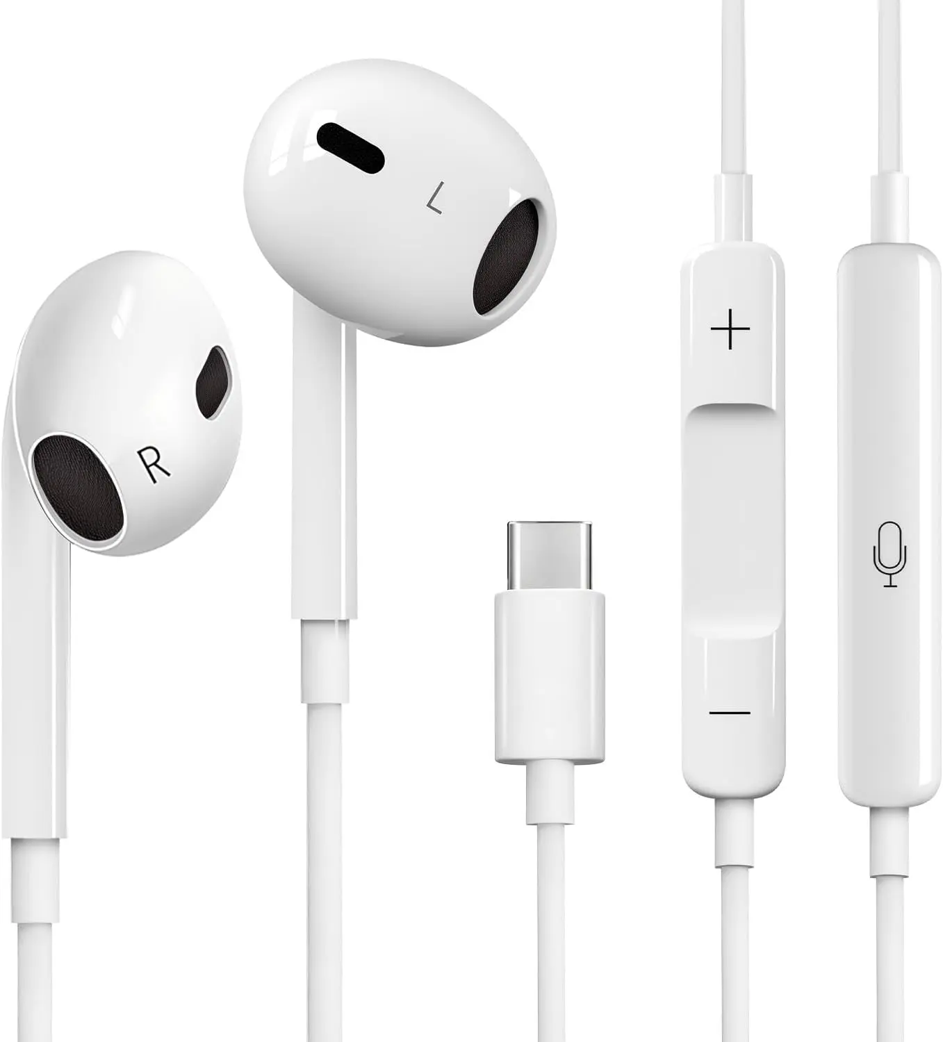 USB-C Wired Earphones with Microphone for iPhone 17 Pro Max/17/16/15 Series, USB Type-C In-Ear Headphones for Samsung Galaxy, Google Pixel & Other USB-C Devices, Wired Stereo Earbuds with Built-In Mic