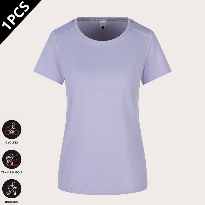 4-pack women’s quick-dry sports T-shirts, solid-color quick-dry sports T-shirts, women’s multicolor versatile cycling short-sleeve shirts, made from high-stretch quick-dry fabric with excellent moisture absorption and sweat wicking, simple versatile fit,