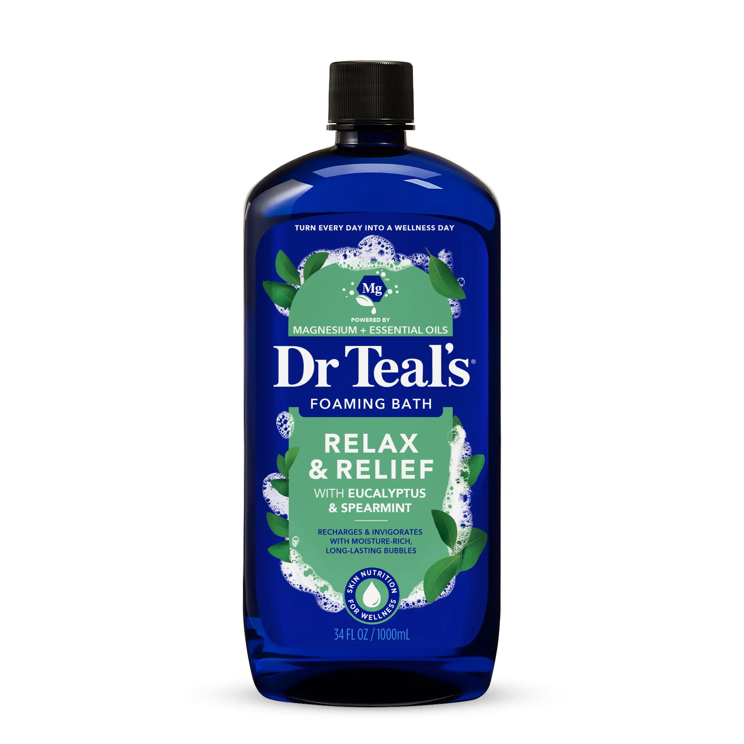 Dr Teal's Relax & Relief Foaming Bath with Pure Epsom Salt, Eucalyptus & Spearmint Essential Oils, 34 fl oz