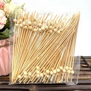 Disposable Bamboo Fruit Stick (100pcs), Disposable Non-slip Ball Fruit Stick, Creative Fruit Stick for Party, Festive & Party Supplies