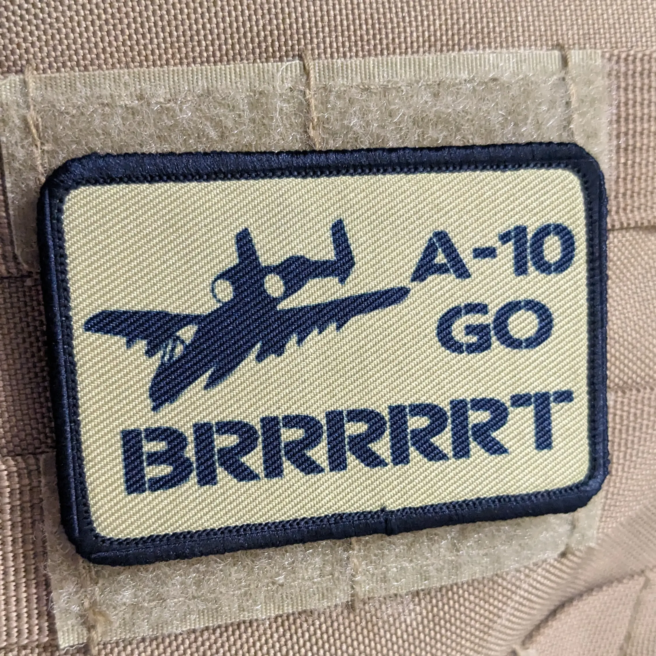 A-10 go Brrrrrrrt  2"x3" morale patch with hook and loop backing for hat funny