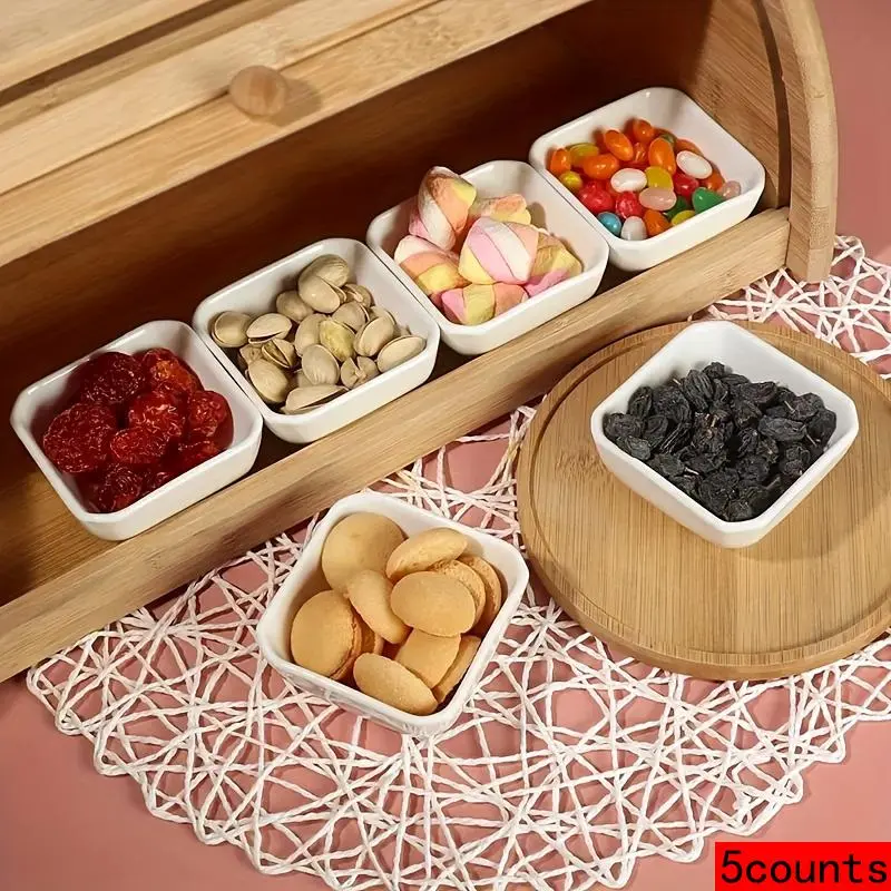 Ceramic Dipping Bowl Set, 5 Counts/set Mini Sauce Bowl, Seasoning Bowl, Dessert Bowl, Snack Bowl, Fruit Bowl, Serving Bowl for Home Kitchen Party