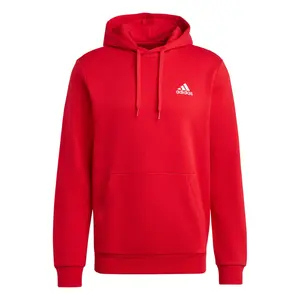 Men's adidas Essentials Fleece Hoodie, Men's Tops, Polyester Fabric, Kangaroo Pocket, Ribbed Hem