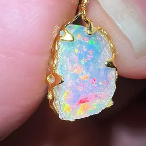 Mini Ethiopian fire opal pendants