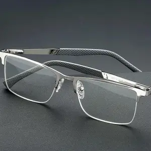Men’s Business Half Frame Reading Glasses – Anti Blue Light Anti Fatigue Metal Frame Presbyopia +1.0 To +4.0 Diopter