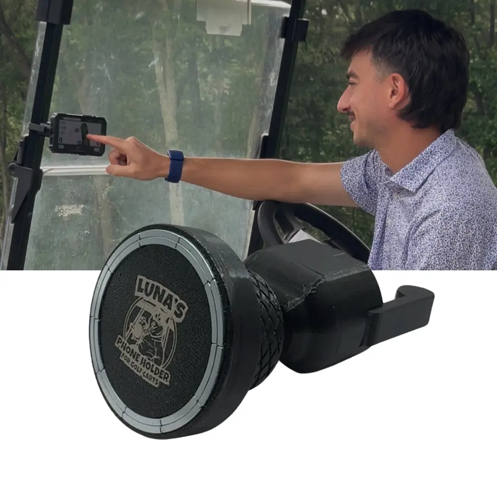 Luna's V2.5 Golf Cart Mount for MagSafe Compatible Phones - Universal Fit, Extreme Magnetic Strength, Quick Access Carabiner, Secure Grip, Versatile Design