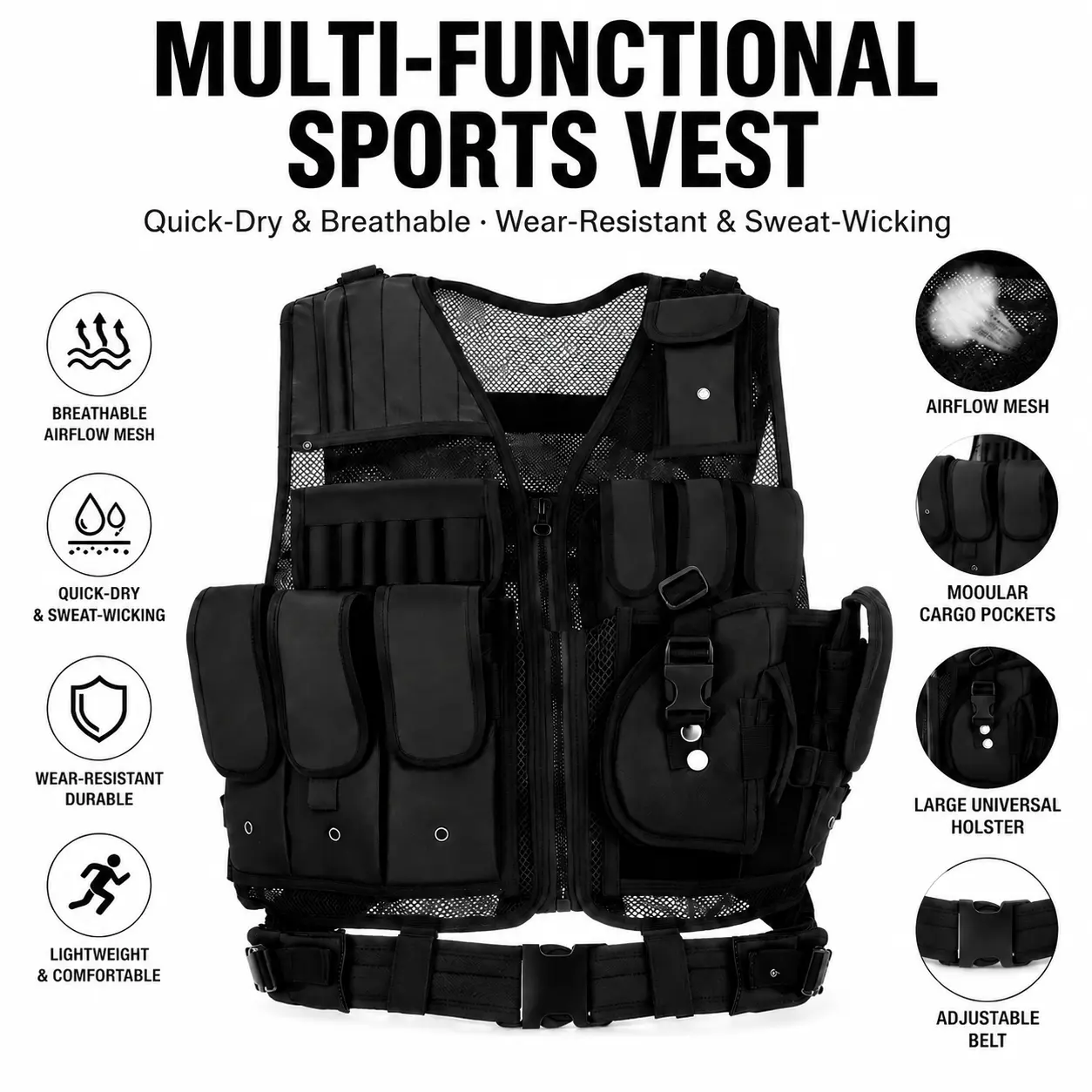 Unisex Sports Vest - Quick-Dry, Breathable, Wear-Resistant Unisex Clothes for Running, Climbing, Shooting, Martial Arts, Stretching (Summer Sports & Outdoor Apparel), Jumping