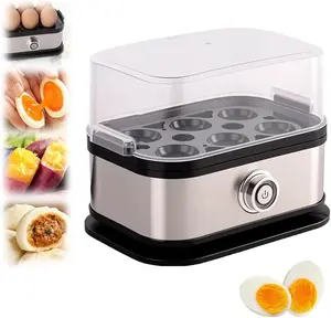 Rapid Egg Cooker, 6 Egg Capacity Electric Egg Cooker for Hard Boiled Eggs, Poached Eggs, Smart Egg Cooker with Auto Shut Off Feature, Vegetable Steamer, Mini Breakfast Machine