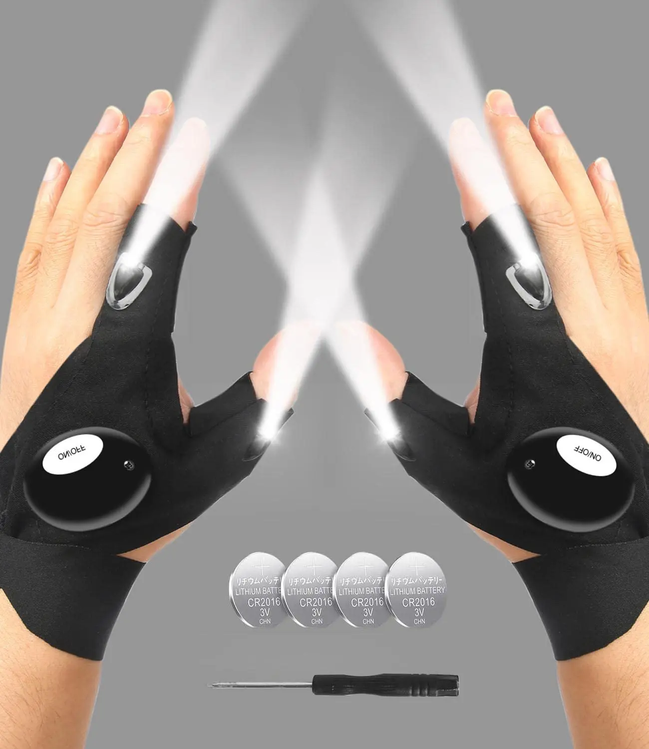 2 LED Flashlight Gloves Outdoor,Work Gloves with Light for Darkness Places, Fishing, Camping and Hiking & Tools Gifts for Handymen Women Boyfriend Husband DIY Repairing Tools