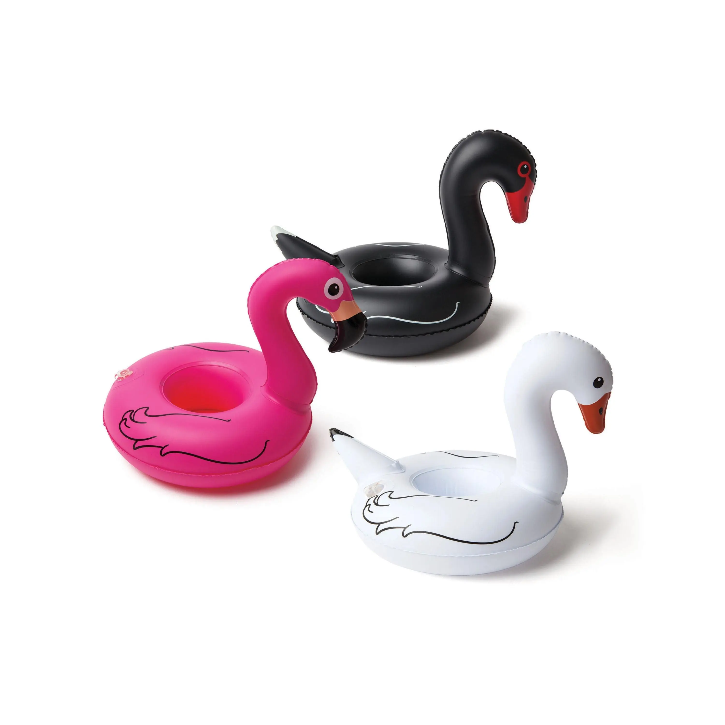 BigMouth 3-Pack Tropical Bird Plastic Float Beverage Boats - Bright Tropical Designs, Aquatic Drink Holders for Adults, Flamingo/Swan, Pool Parties Accessory, Standard Size Drink Floater, Summer Gift for Hosts