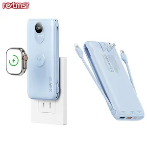 10000mAh Power Bank with 22.5W Fast Charging Foldable AC Plug Built-in Type-C Cable LED Display ，Lightweight Portable Travel Charger for iPhone Samsung Phones Tablets Ideal Christmas Gift Wireless