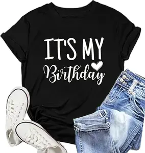 Women's 100% Cotton Short-Sleeve Round Neck T-Shirt - Fit, Aesthetic Casual Top for Birthday Party, Outdoor Beach Wear
