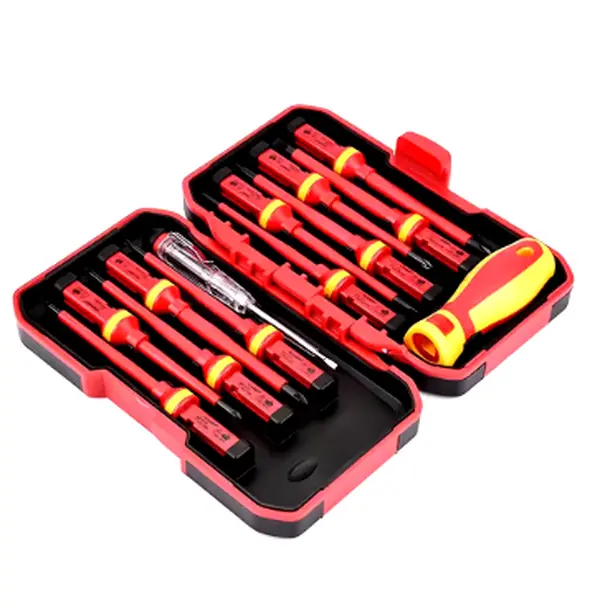 Electrician Repair Tools Kit 13pcs 1000V Changeable Insulated Screwdrivers Set with Magnetic Slotted Bits