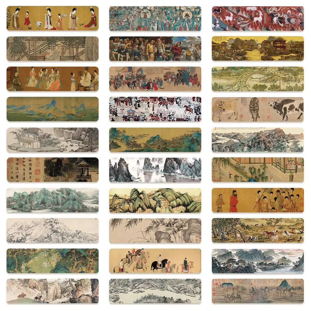 Chinese Style Bookmark, 30pcs/set Vintage Decorative Painting Pattern Bookmark, Creative Reading Bookmark, Reading Accessories for Home School Office