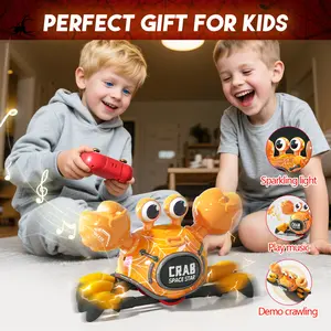 kuvatrix RC Robot Crab Toy, Rechargeable Crab Robot with LED Lights & Music, Fast Crawling 360° Stunt Rotation, Crab Toys for Kids Ages 3+, Gift for Boys & Girls