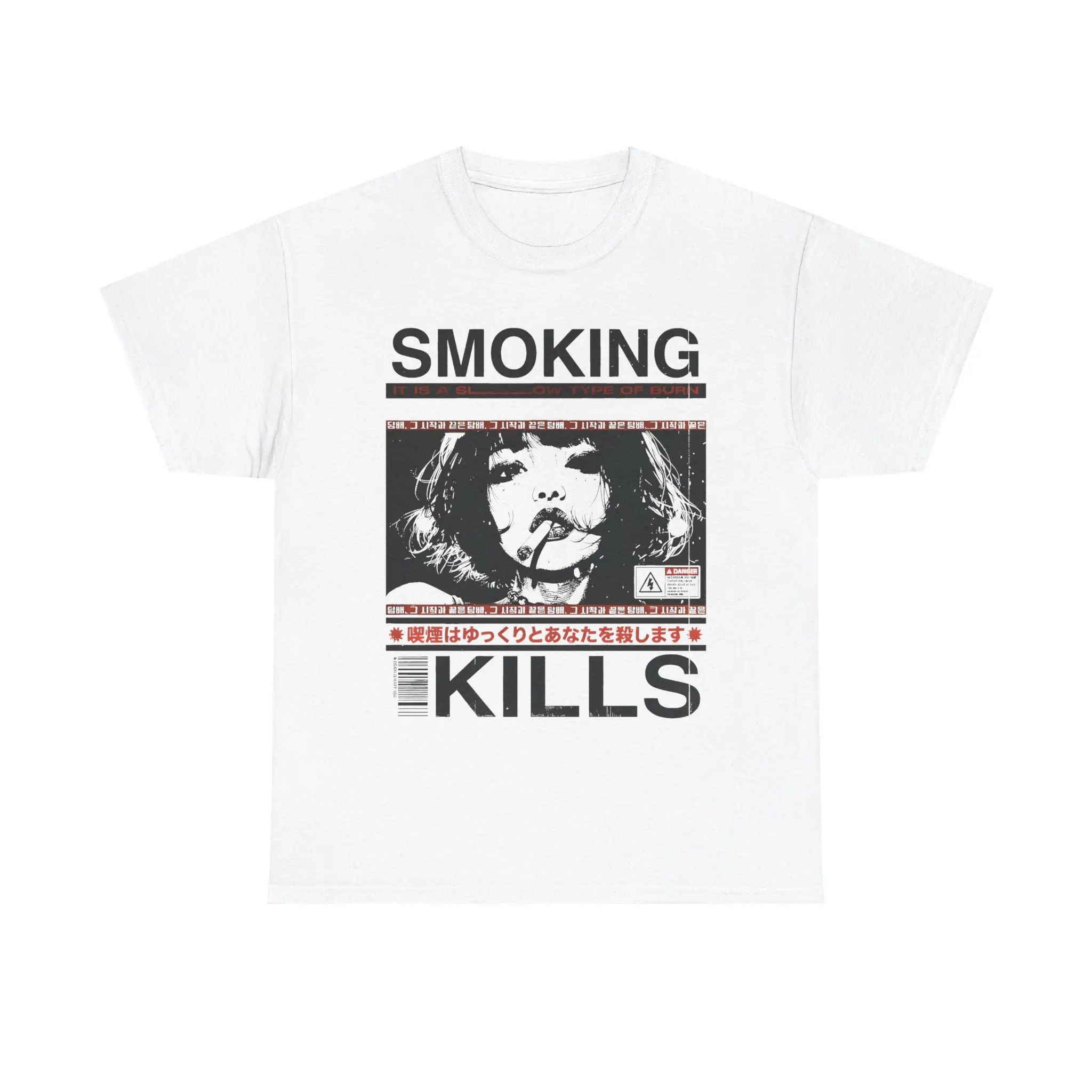 Smoking Kills Retro Manga Style Graphic T-Shirt