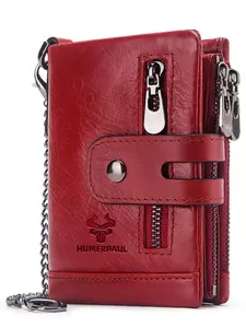 Genuine Leather Women's Elegant Wristlet Wallet As Gift, Trendy Plain Color Bifold Wallet with Car Slots Design, Fashionable Wallet for Daily Use