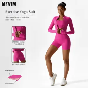 Women's Three-Piece Solid Criss-Cross Crop Tank Top High Waist Leggings & Zip Up Crop Jacket Tracksuits Set for Yoga Gym Workout Running Athletic Wear Breathable Activewear