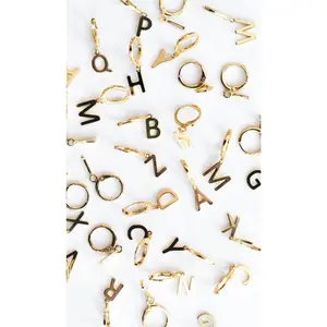 Initial Gold Plated Huggie Earrings A-Z