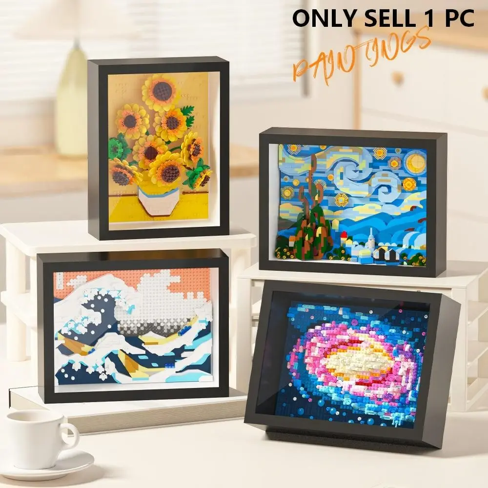 Vincent Van Gogh Sunflower 3D Puzzle Art Block Frame, Handmade DIY Wall Decor, Educational Gift Creative Home Decoration, Jigsaw Puzzles