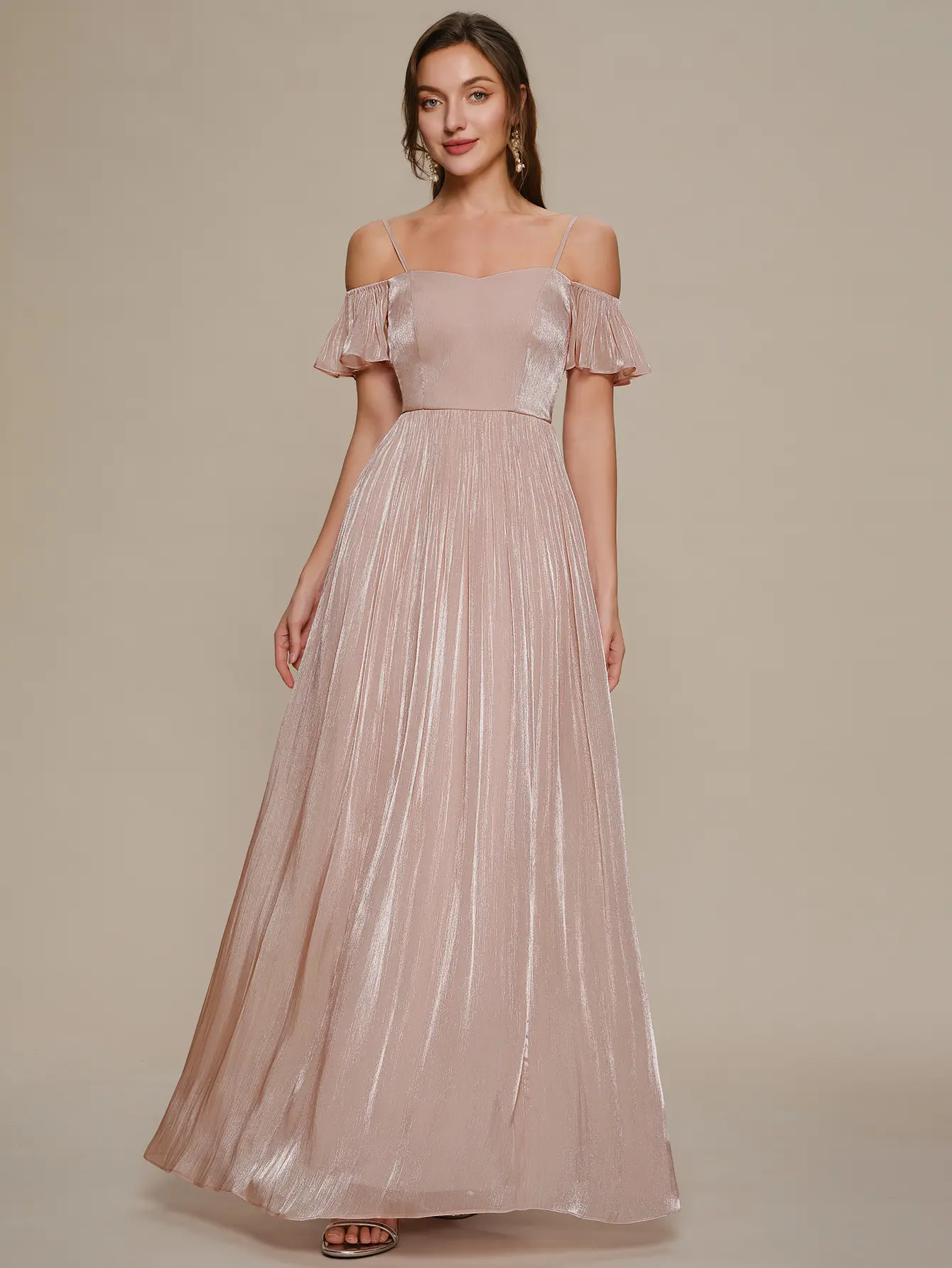 EVER PRETTY Women's Off-Shoulder A-Line Maxi Dress, Island Silk Formal Gown with Adjustable Spaghetti Straps for Wedding Guests, Gowns, Elegant Dresses For Women, A-Line Dress
