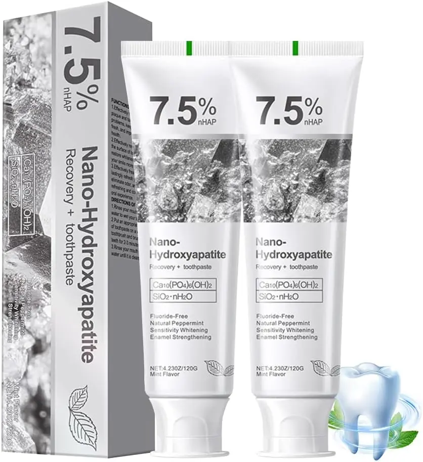 7.5% Nano Hydroxyapatite Toothpaste, Fluoride-Free Formula with Natural Mint for Fresh Breath, Deep Cleaning for Daily Oral Care