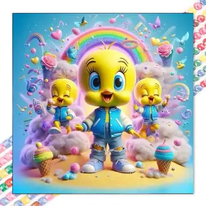 1 set of DIY diamond painting kit, 5D diamond art kit, DIY decorations of birds, rainbows, and ice cream cones. Mosaic, diamond art, DIY art home decor.