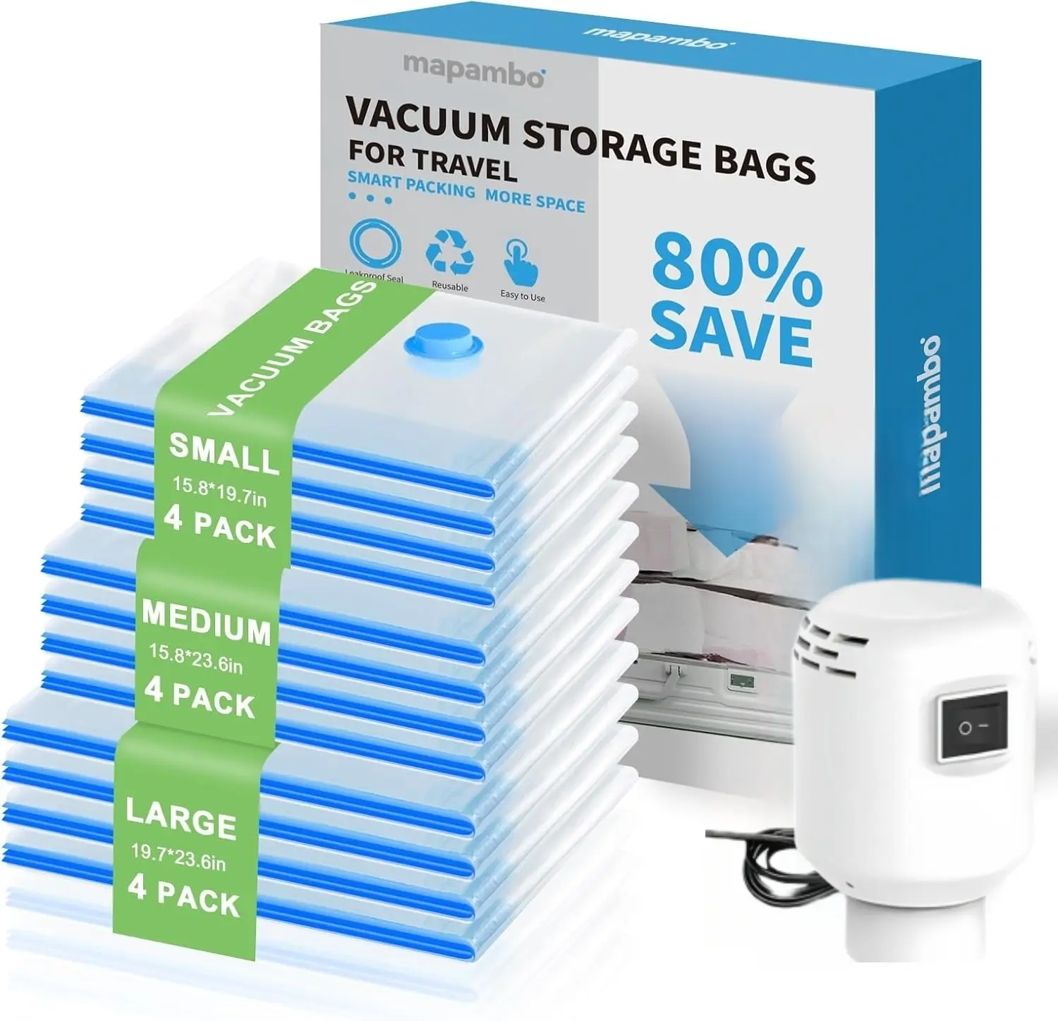 【2026 Upgraded】Travel Vacuum Storage Compression Bag Set with ...