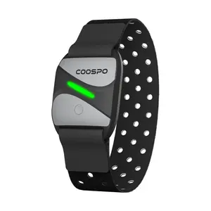 COOSPO Heart Rate Monitor Armband HW807, Bluetooth 5.0 ANT+ HRM with HR Zone LED Indicator, Tracking Heartbeat HRV for Fitness Training, Work with Peloton/Polar/Wahoo/Strava/DDP Yoga