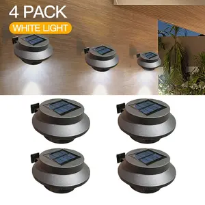 Solar Gutter Lights Outdoor LED Fence Light, Outside Lights, 3 LED Bulbs, No Drilling Installation, for Railing, Exterior Wall, Deck, Garden, Pathway, Patio