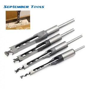 4-Piece Square Hole Auger Mortising Chisel Drill Set, Power Tool Accessory for Woodworking, DIY Furniture Projects, Time-Saving Pro Wood Drill Accessory,summervibes