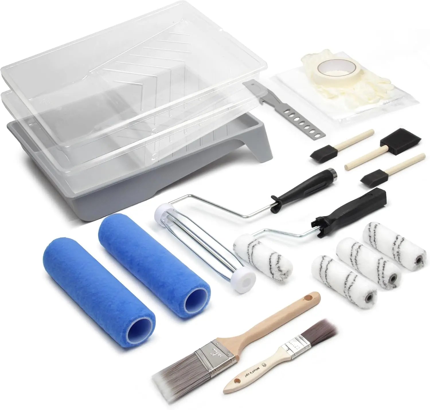 20Pc Paint Roller Kit – 9 Inch & 4 Inch Microfiber Roller Covers, Paint Tray with Liners, Brushes, Complete House Painting Supplies for Interior Exterior DIY Projects