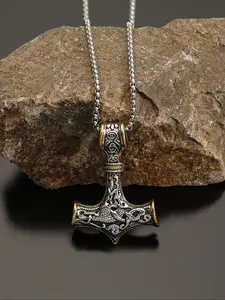 Vintage Viking Rune Hammer Pendant Necklace, Fashionable Unisex Jewelry, Gothic Mystery Jewelry, Exquisite Chain Jewelry, Perfect Gift for Valentine's Day, Mother's Day, Father's Day