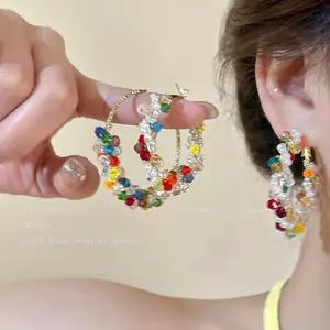 Color-blocked Summer ~ Vibrant Pearl-Wrapped Ear Cuff for Women, Unique Design, Exaggerated Earrings, Colorful Dopamine Accessories