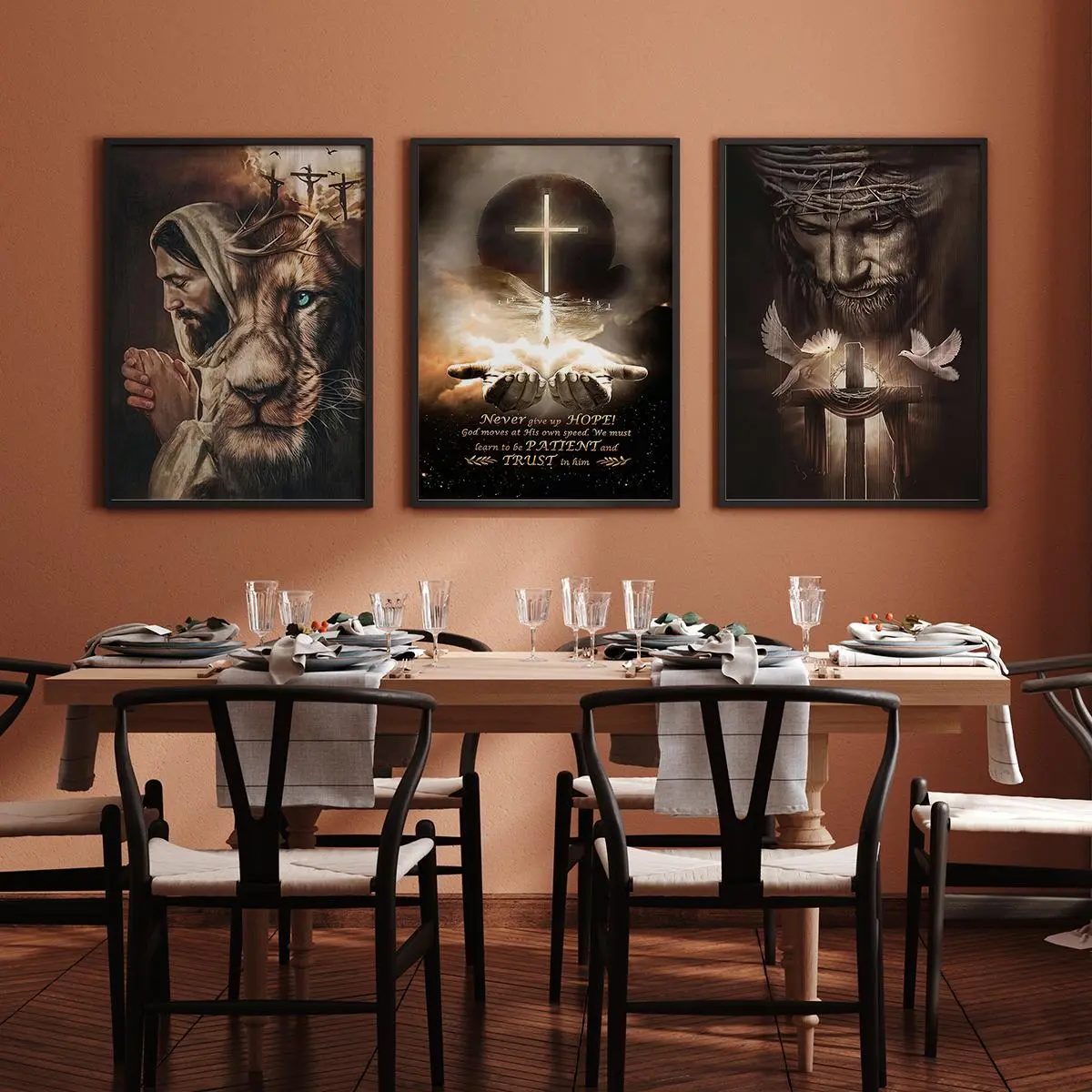 Religious Themed Canvas Painting without Frame, Unframed Wall Art, 3 Counts/set Cross Art Bible Pictures, Wall Art Decor for Home Living Room Bedroom, Poster, Decoration
