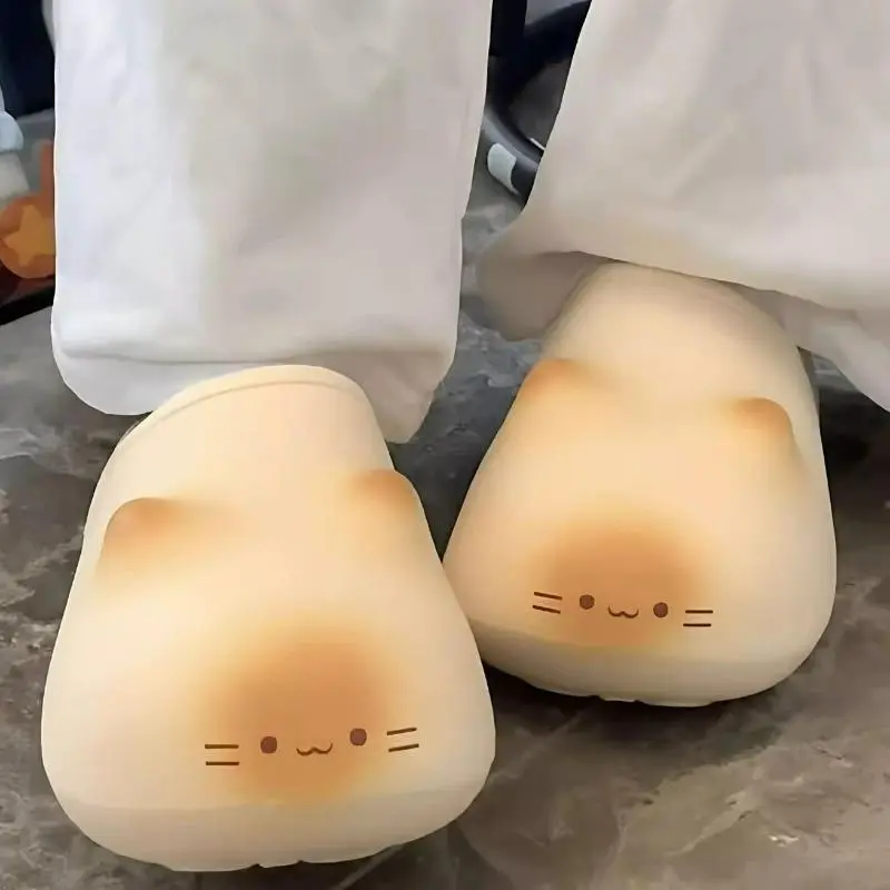 2026 Ultra-Light Cartoon Cat Paw Plush Slip-On Slippers - Waterproof, Warm, Non-Slip Footwear for Autumn Winter Home & Casual Outdoor Use, Slide Design, 36-37 24Cm