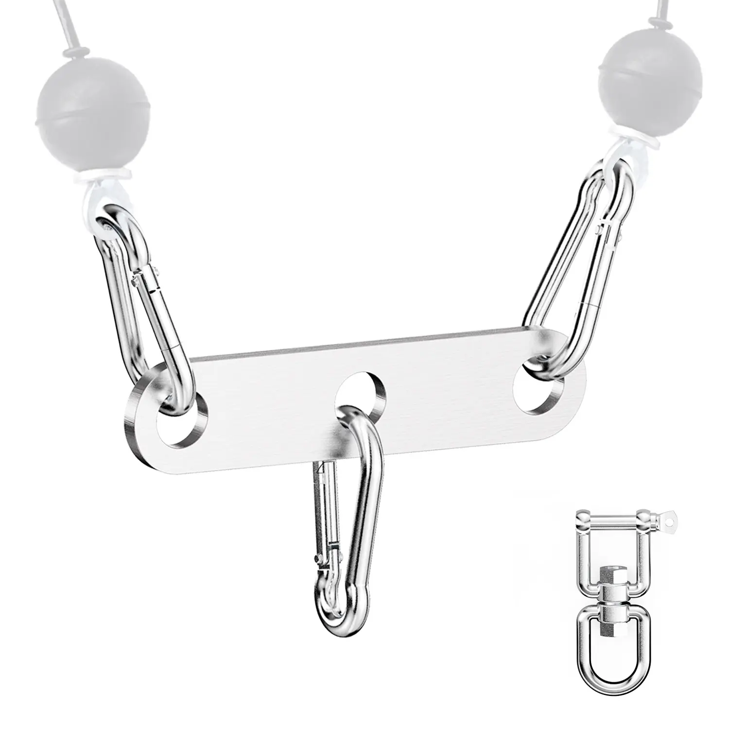 Stainless Steel Double to Single Pulley Adaptor Plate with Swivel for Cable Machine – Fitness Dual Pulley Connector with 3 Carabiners for LAT Pulldown, Triceps Pushdown, and T Bar Row Accessories