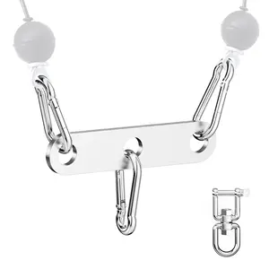 Stainless Steel Double to Single Pulley Adaptor Plate with Swivel for Cable Machine – Fitness Dual Pulley Connector with 3 Carabiners for LAT Pulldown, Triceps Pushdown, and T Bar Row Accessories outdoorfun