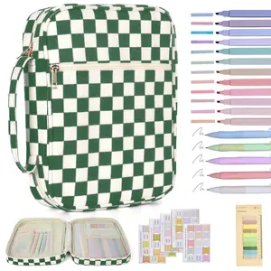 Bible Cover Case for Women Corduroy Bible Case for Girls Checkered Large Bible Cover with Handle Bible Study Supplies Accessories Christian Gifts for Women Desk Organizer Desk Accessory (Deep Green, Medium)