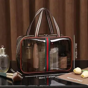 1pc Handbag, Makeup Bag, Clutch, Vintage Makeup Bag, Large Capacity, Transparent Vanity Bag, Waterproof Transparent Toiletry Bag, Women's Travel Storage Bag