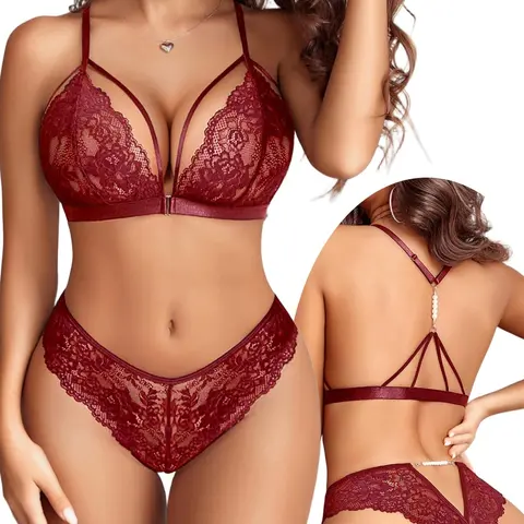 Avidlove Lingerie Sets for Women Sexy Bra and Panty Front Closure Racerback Bra Underwear Set S-XXL