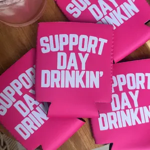 Support Day Drinking Hot Pink Coozie, Can cooler, Summer Coozie