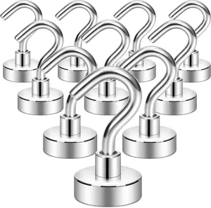 Magnetic Hooks for Cruise Cabins, Heavy Duty 30lb (Silver White, 10 Pack)