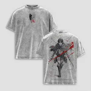 Levi Ackerman – Attack on Titan AOT Washed T-Shirt, Tanktop, Sweatshirt and Hoodie Oversize Unisex, Heavy Cotton Casual Streetwear Vintage Urban Outfit Fashion Clothes Top Anime Fans for Men and Women
