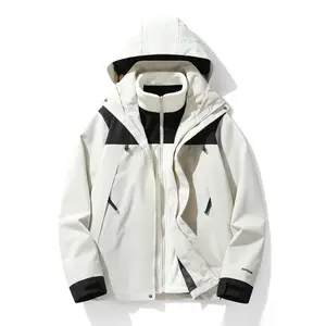 Bmuvlss Yilong  Men's Winter Ski Jacket Windproof Warm Hooded Coat with Detachable Insulation, Color Block Design, Zippered Pockets & Machine Washable Polyester for Skiing & Outdoor Activities, Winter Jacket, Sports Weather Gear, Sporty Aesthetic, Durable