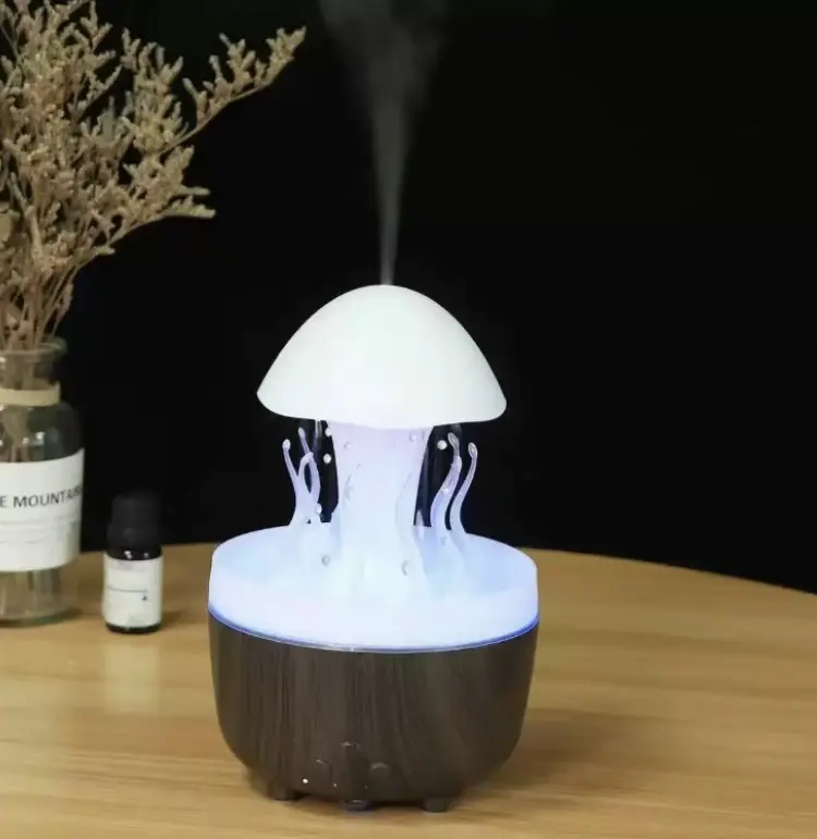 300ml Silent Humidifier - Enchanting Rotating Jellyfish Aroma Diffuser, Simulated Raindrops, Colorful Night Lights, Essential Oil Support, Boosts Relaxation, Enhances Aromatherapy, Improves Sleep, Essential Oils