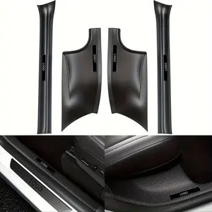 Topfit Carbon Door Sill Protector & Rear Scuff Plate Guard for Tesla Model Y 2020-2026 ABS Material Front Fiber Painting Durable Lightweight Easy Install Tesla Accessories Car Door Emblem Car Door Handle