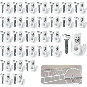 30 Pack Wire Shelf Wall Clips with Screws and Anchors Plastic Mounting Brackets for Closet Wire Shelving Wall Support Clips for Storage Rack Installation