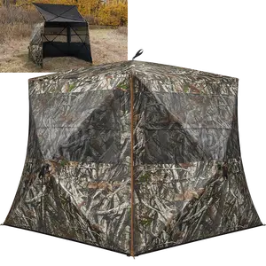 OptiGuard360 3 Person See Through Deer Blind | 360° Portable Pop Up Hunting Ground Blind for Deer with Low Hub & Wide Bottom Design