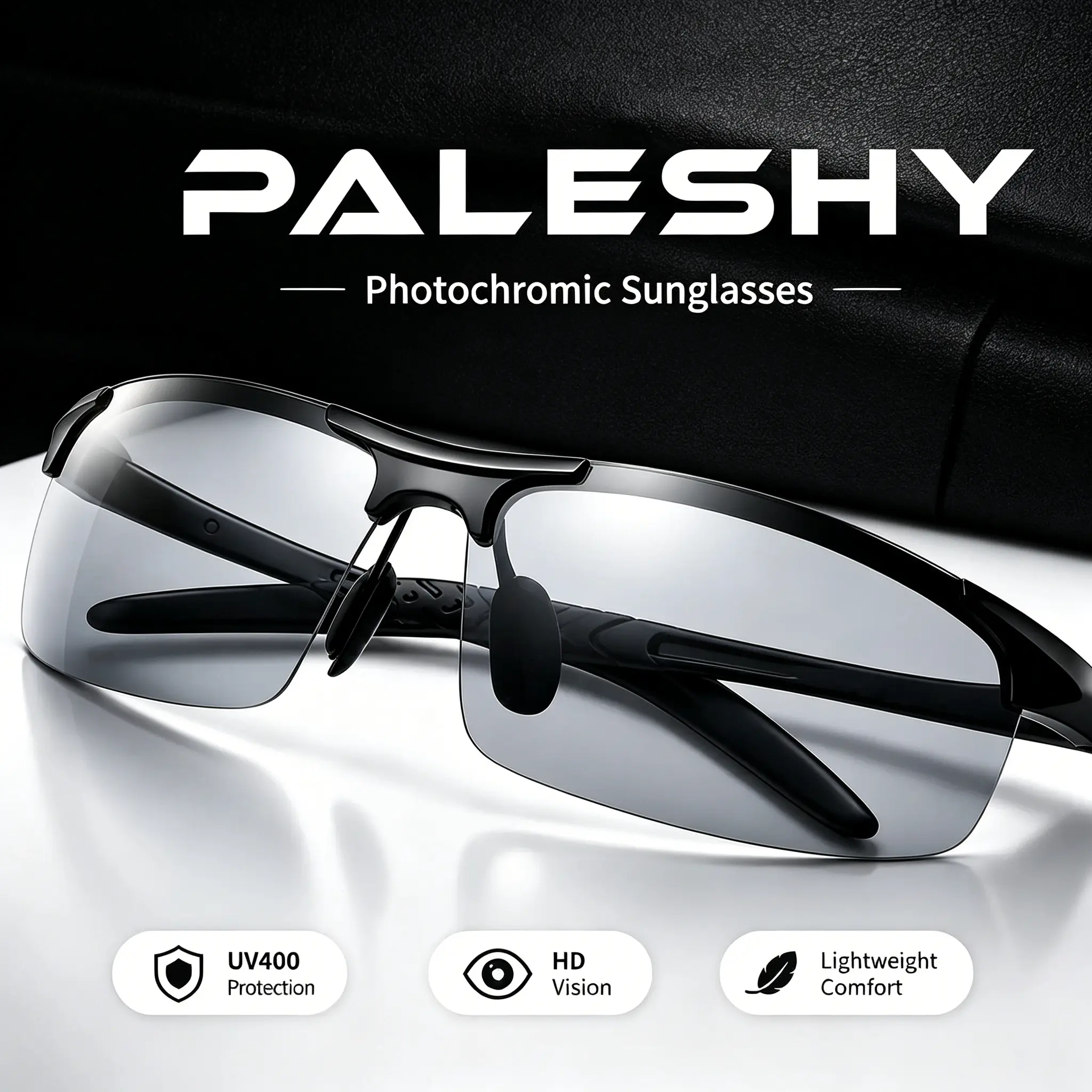 Paleshy Photochromic Polarized Sunglasses for Men and Women, UV400 Anti-Glare Eyewear for Day & Night Driving and Outdoor Sports